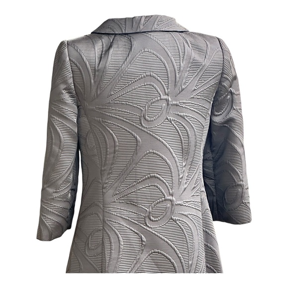 Milly Vintage Textured Black Jacquard Coat Green Lining 3/4 Sleeve Luxury Size 4 - Picture 11 of 15